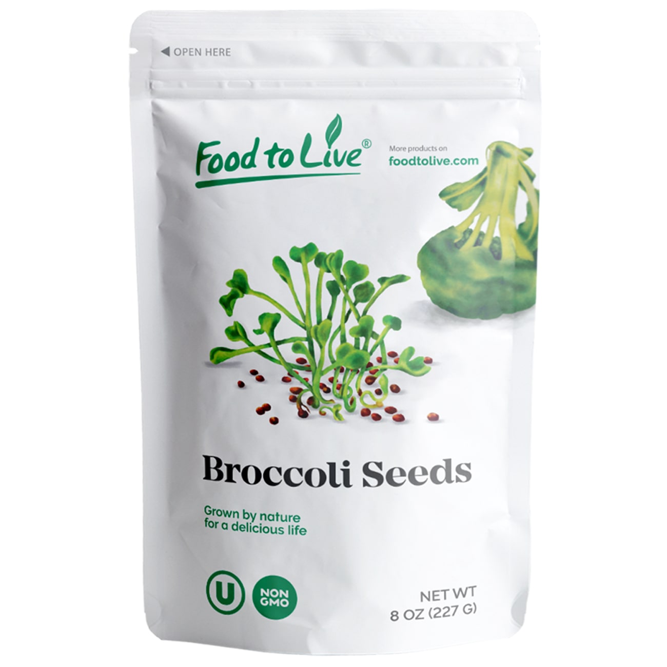 Broccoli Seeds for Sprouting - Non-GMO Verified, Kosher, Sirtfood, Bulk - by Food to Live