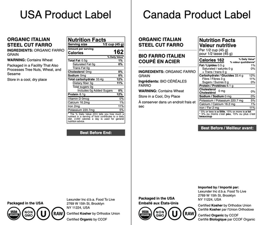 Organic Italian Steel Cut Farro - by Food To Live