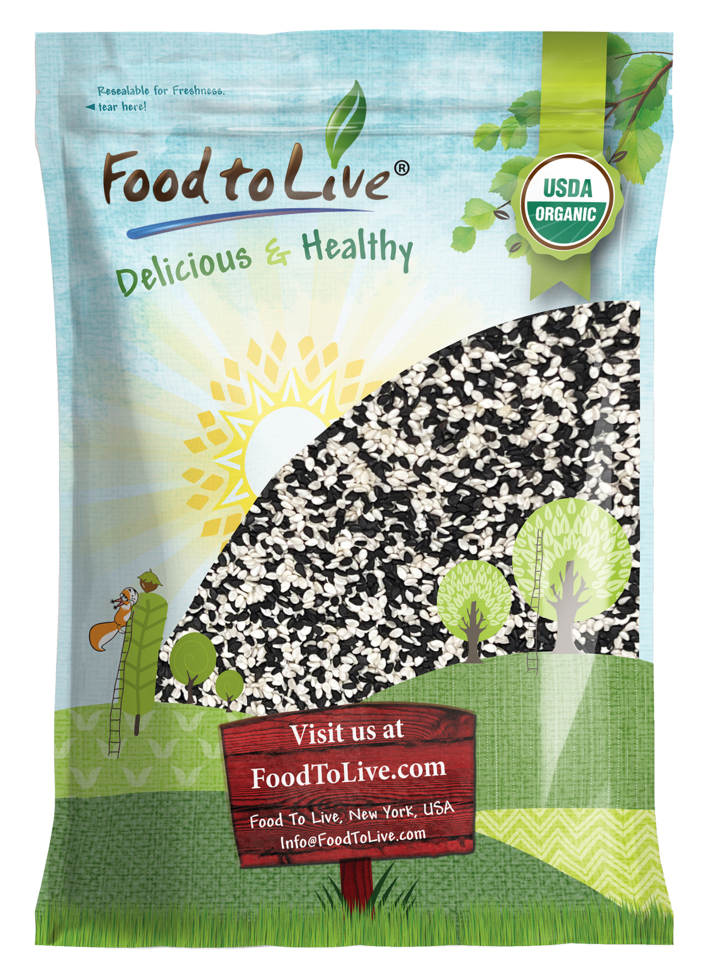 Organic Tuxedo Sesame Seeds - NON-GMO, Vegan, Kosher - by Food to Live