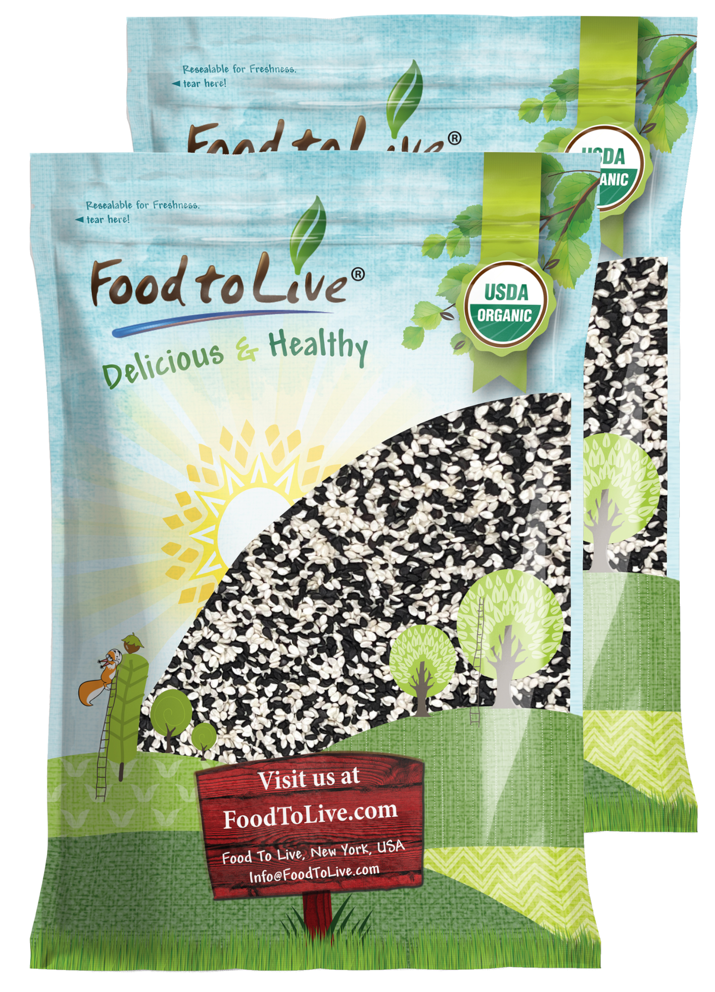 Organic Tuxedo Sesame Seeds - NON-GMO, Vegan, Kosher - by Food to Live