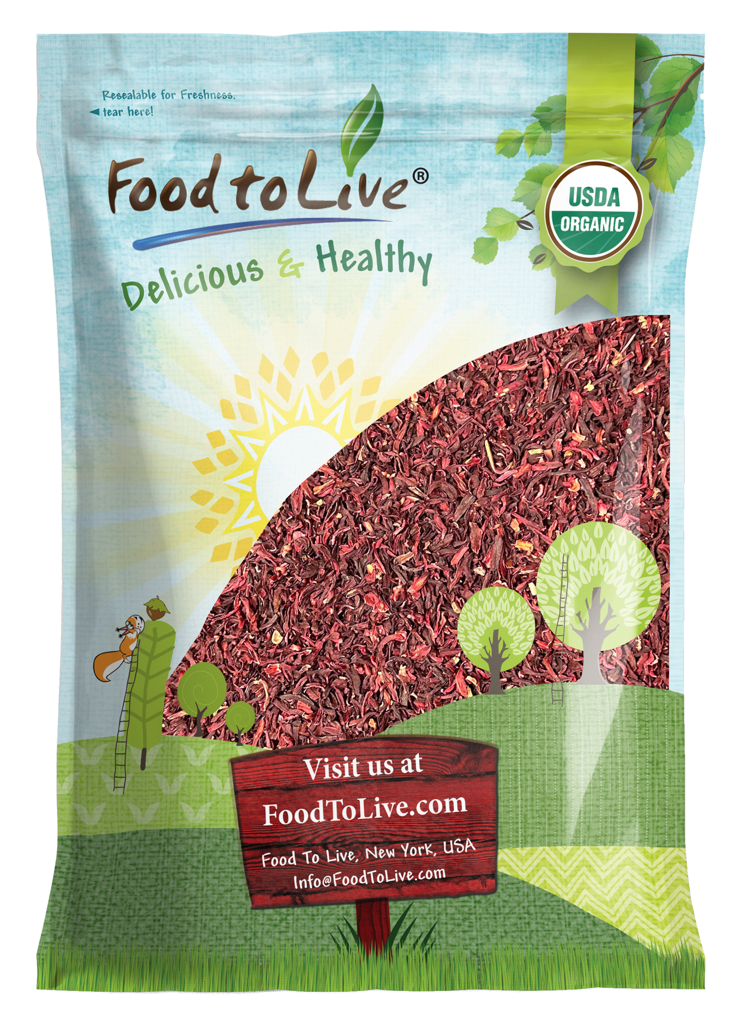 Organic Hibiscus Flowers – Plant-Based, Vegan, Kosher, Bulk – by Food to Live