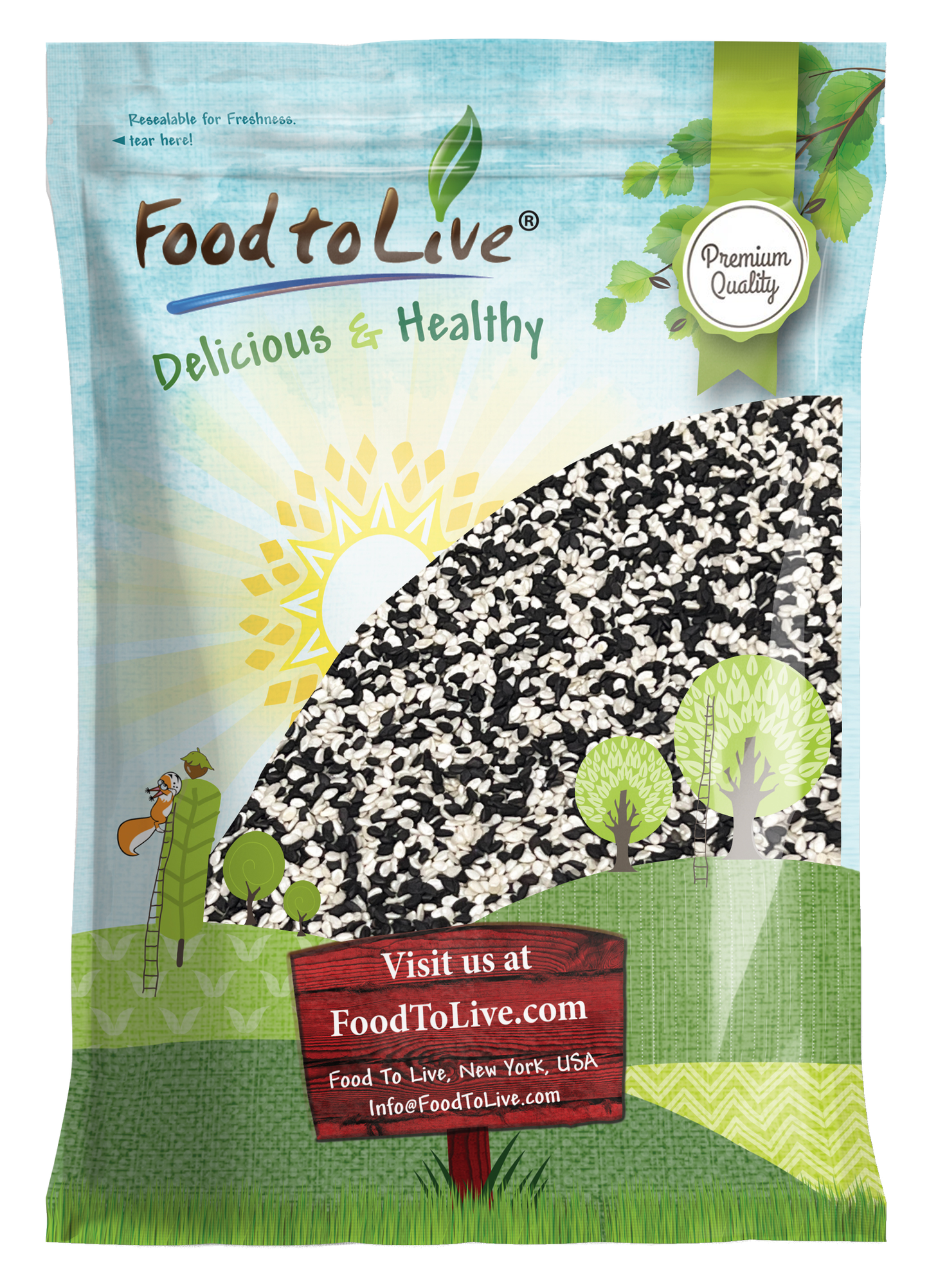 Tuxedo Sesame Seeds -  Vegan, Kosher, Bulk - by Food to Live