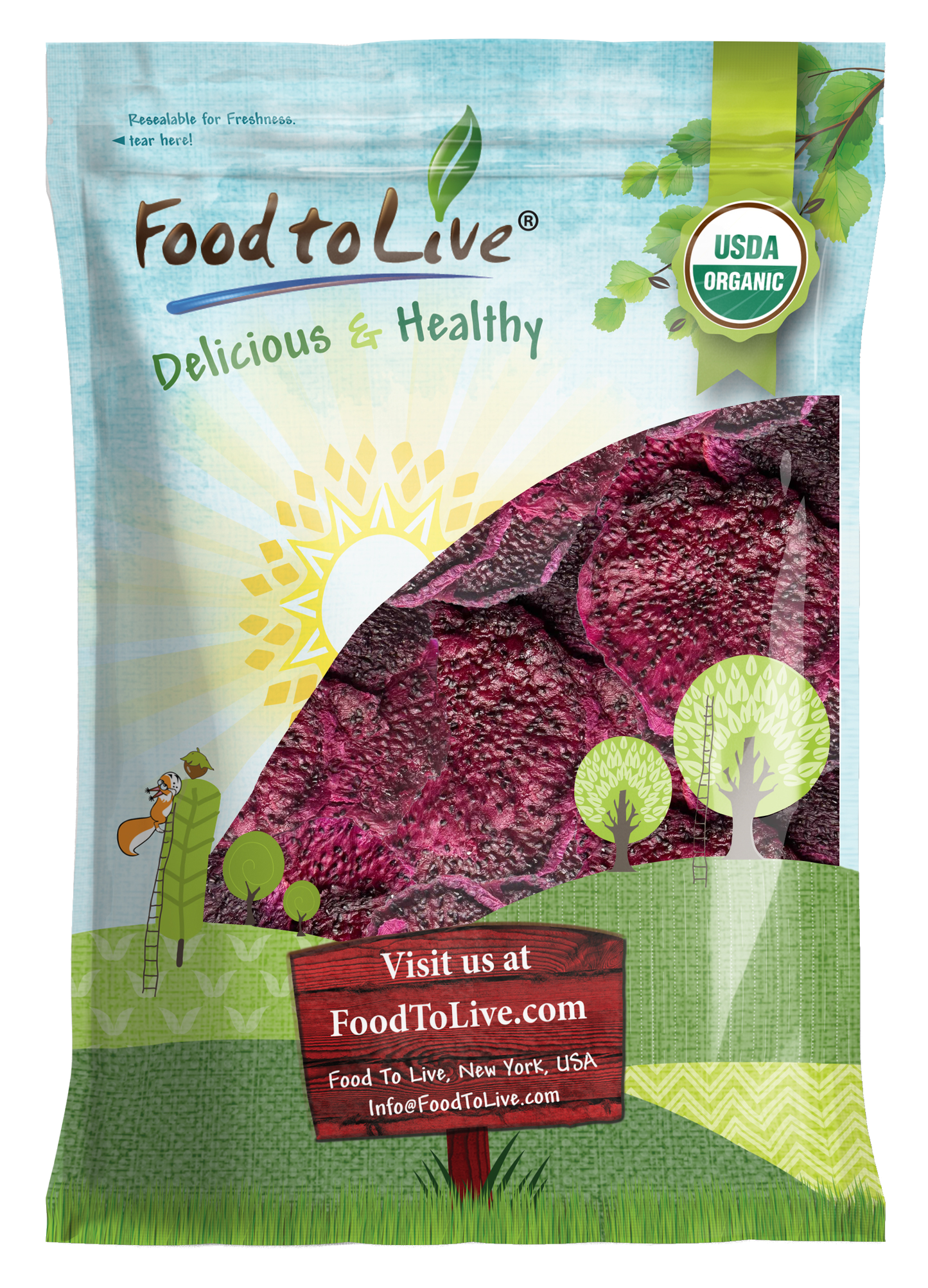 Organic Dried Red Dragon Fruit - by Food To Live