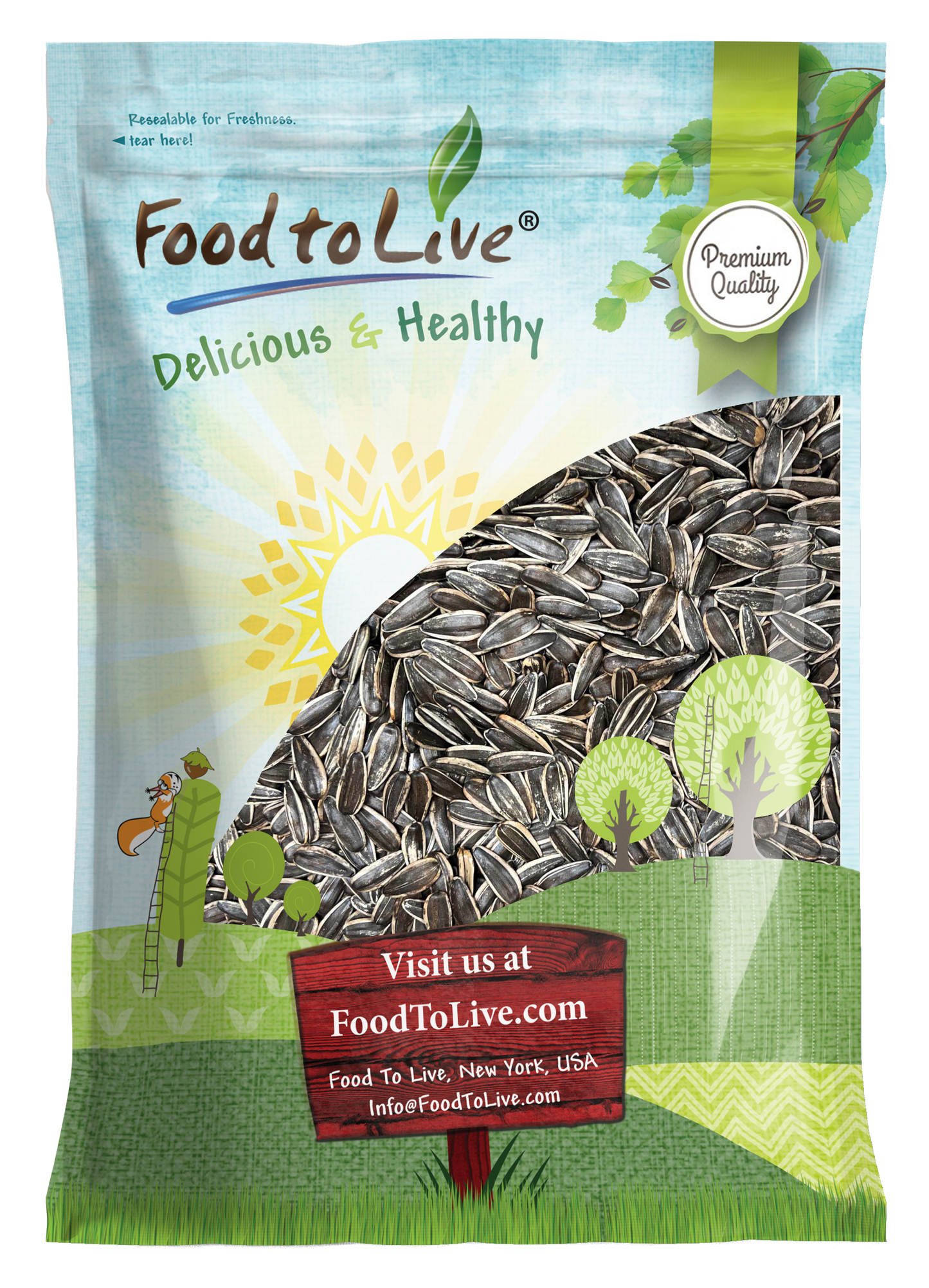 Dry Roasted Sunflower Seeds in Shell with Himalayan Salt – Kosher, Vegan, Bulk – by Food to Live