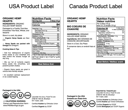 Organic Canadian Hemp Seeds - by Food To Live