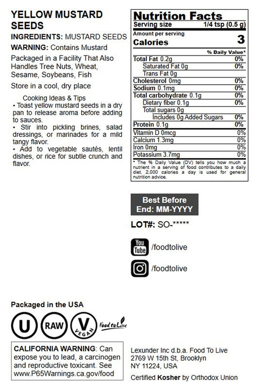 Yellow Mustard Seeds - by Food To Live