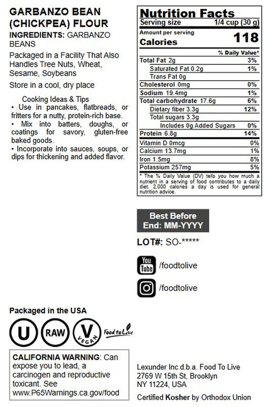 Garbanzo Bean Flour - by Food To Live