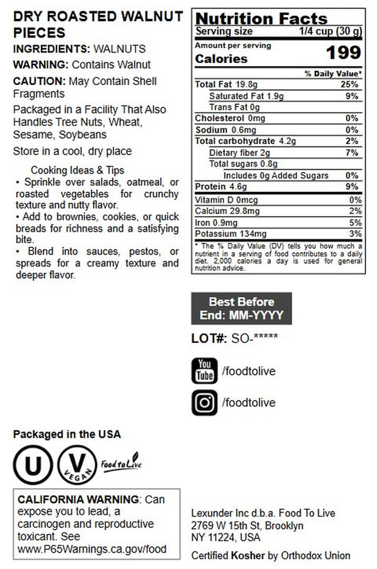 Dry Roasted Walnuts - by Food To Live