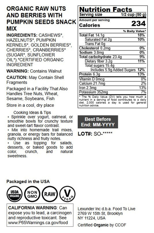Organic Snack Mix - by Food To Live