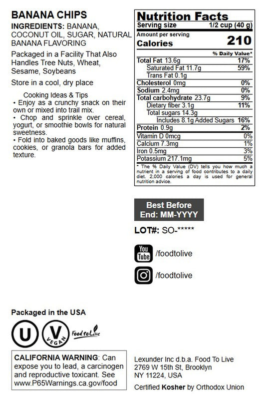 Banana Chips - by Food To Live
