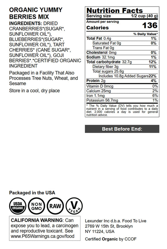 Organic Yummy Berries Mix - by Food To Live