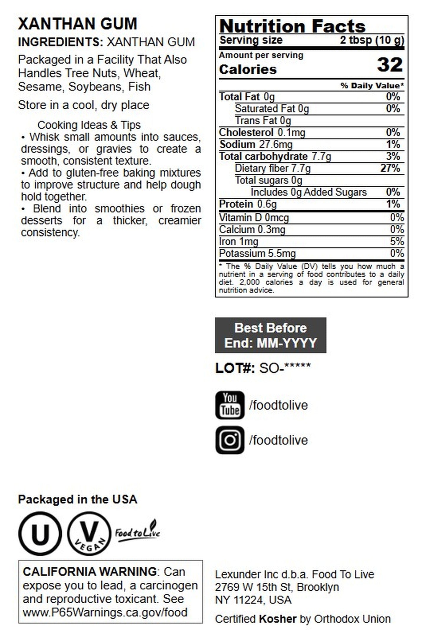 Xanthan Gum - by Food To Live
