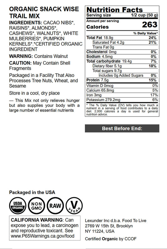 Organic Snack Wise Trail Mix - by Food To Live