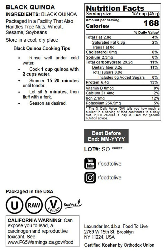 Black Quinoa - by Food To Live