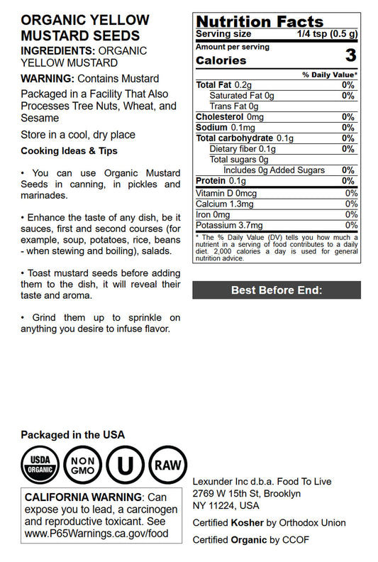 Organic Mustard Seeds - by Food To Live