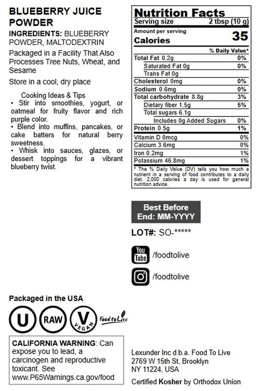 Blueberry Juice Powder - by Food To Live