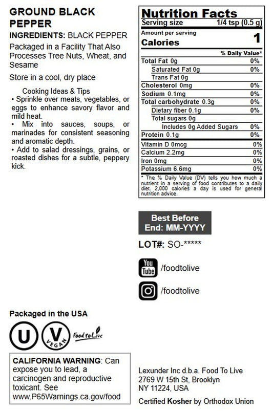 Ground Black Pepper - by Food to Live