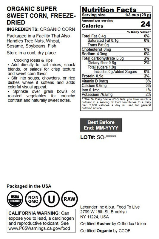 Organic Super Sweet Corn - by Food To Live