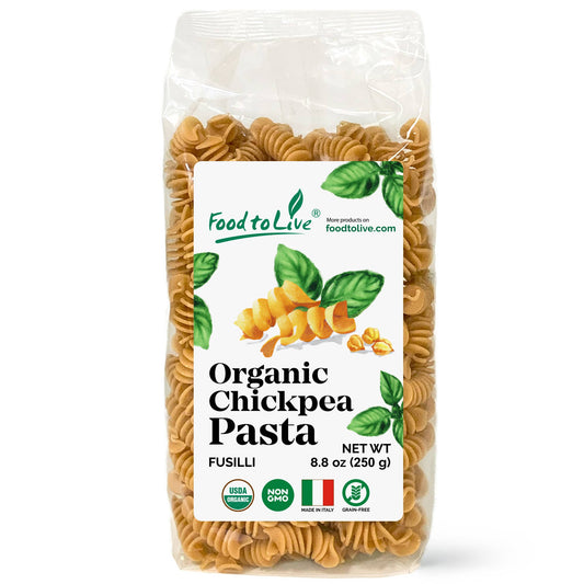 Organic Chickpea Fusilli Pasta, 8.8 oz – Non-GMO, Single Ingredient. No Additives. No Major Allergens. Good Source of Plant Based Protein and Fiber.  Vegan. Low Glycemic Index. Made in Italy