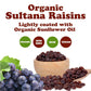 Organic Sultana Raisins — Non-GMO, Unsweetened, Unsulfured, Lightly Coated with Organic Sunflower Oil, Vegan, Paleo Friendly, Bulk. No Sugar Added. Vitis Vinifera Linne
