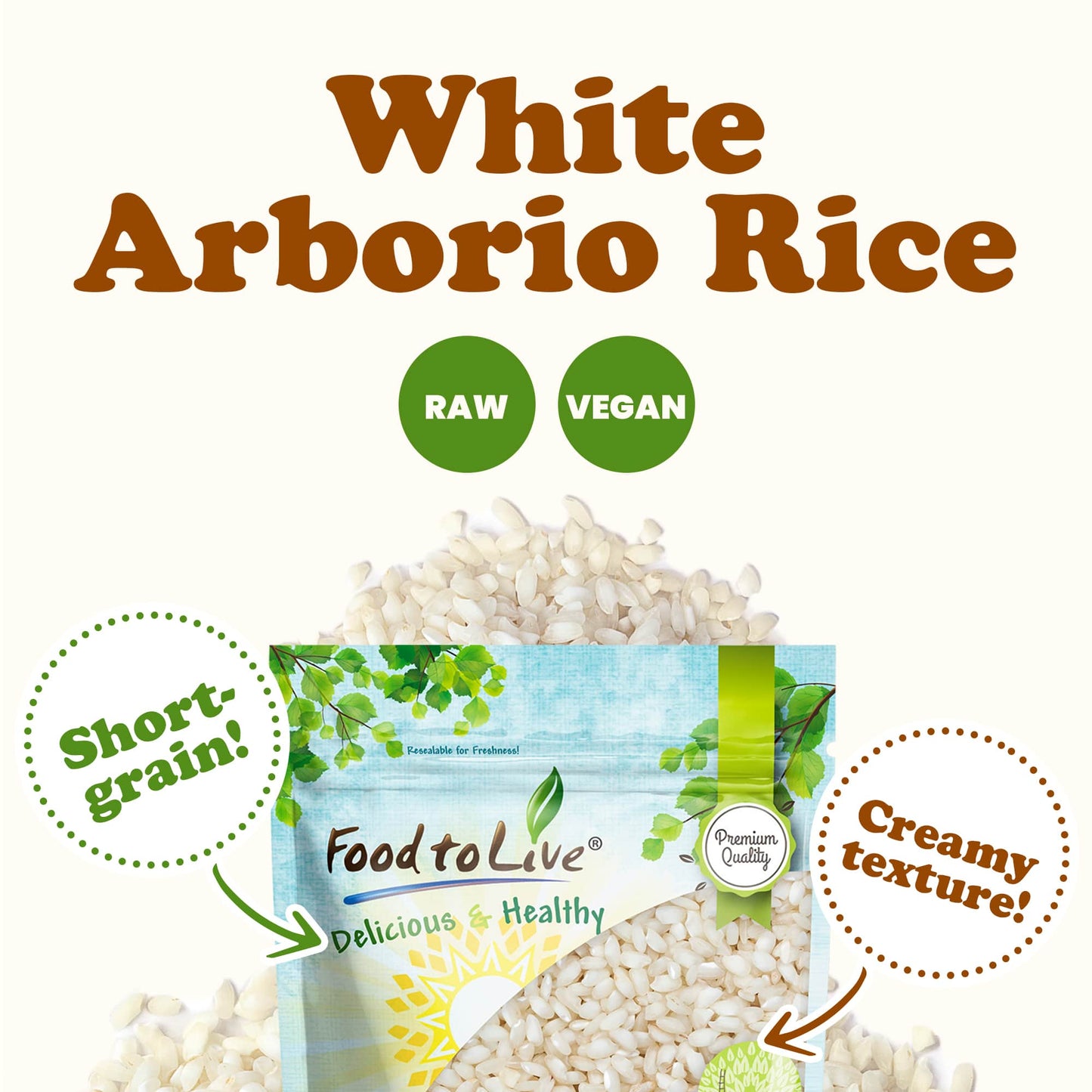 Italian Arborio White Rice – Short-Grain White Rice Variety, Superfino, Vegan, Bulk