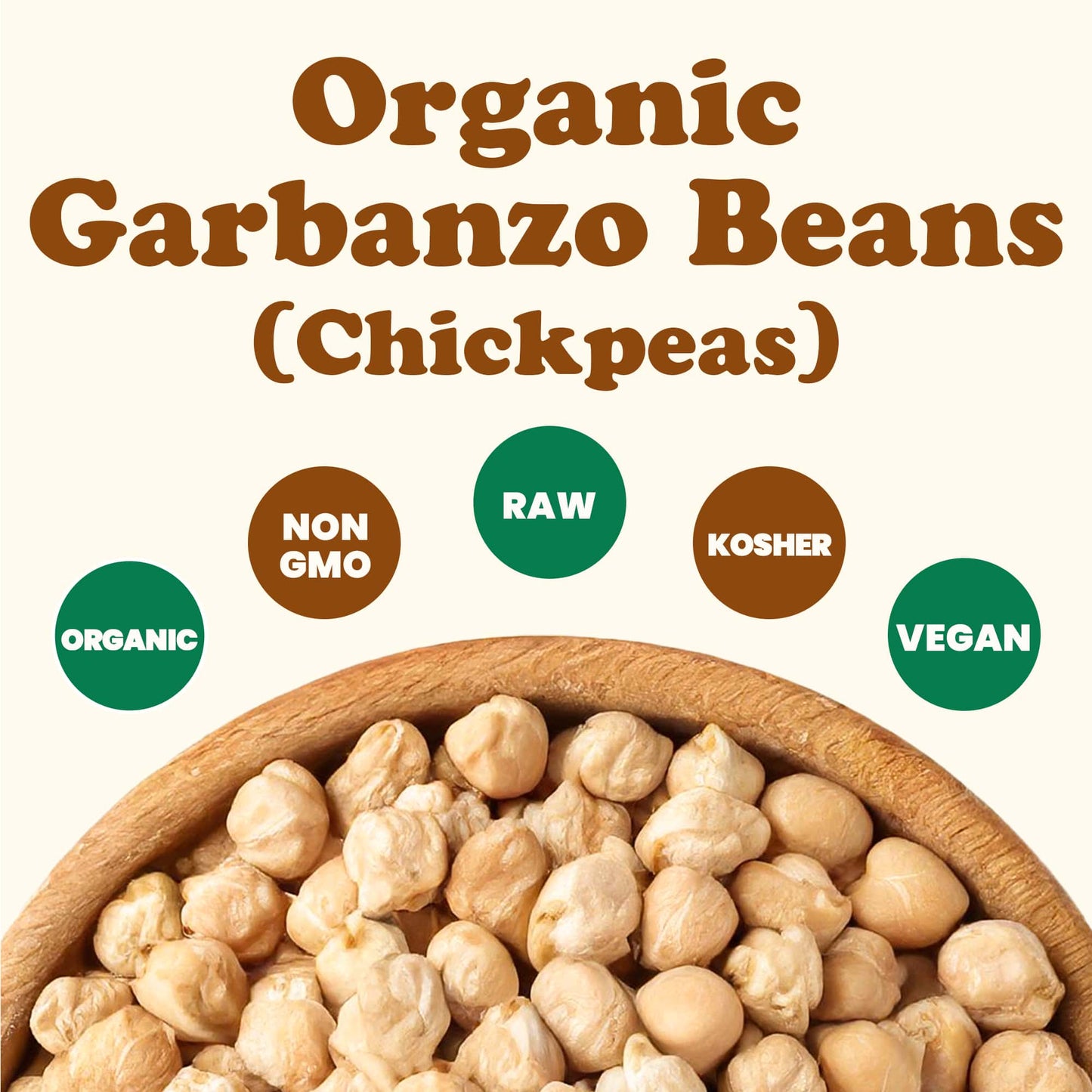 Organic Garbanzo Beans / Dried Chickpeas - Non-GMO, Kosher, Raw, Bulk - by Food to Live