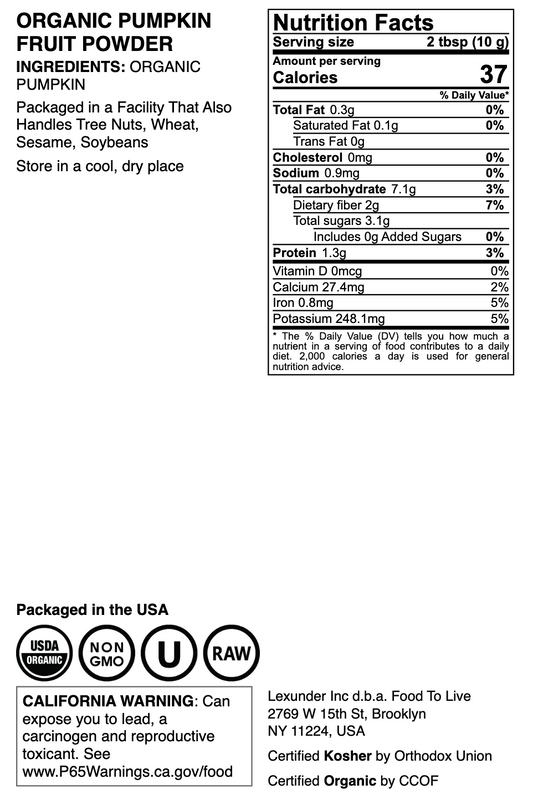 Organic Pumpkin Fruit Powder - by Food To Live