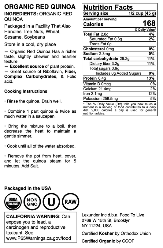 Organic Red Quinoa - by Food To Live