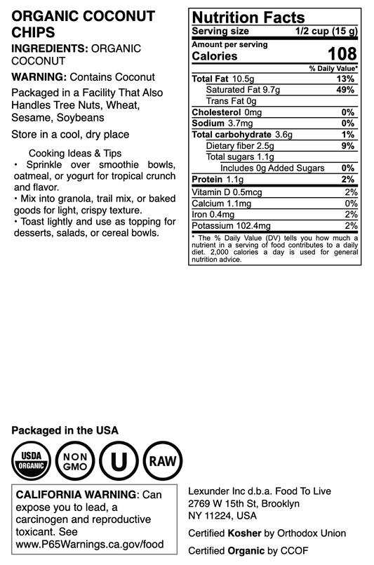 Organic Coconut Chips - by Food To Live