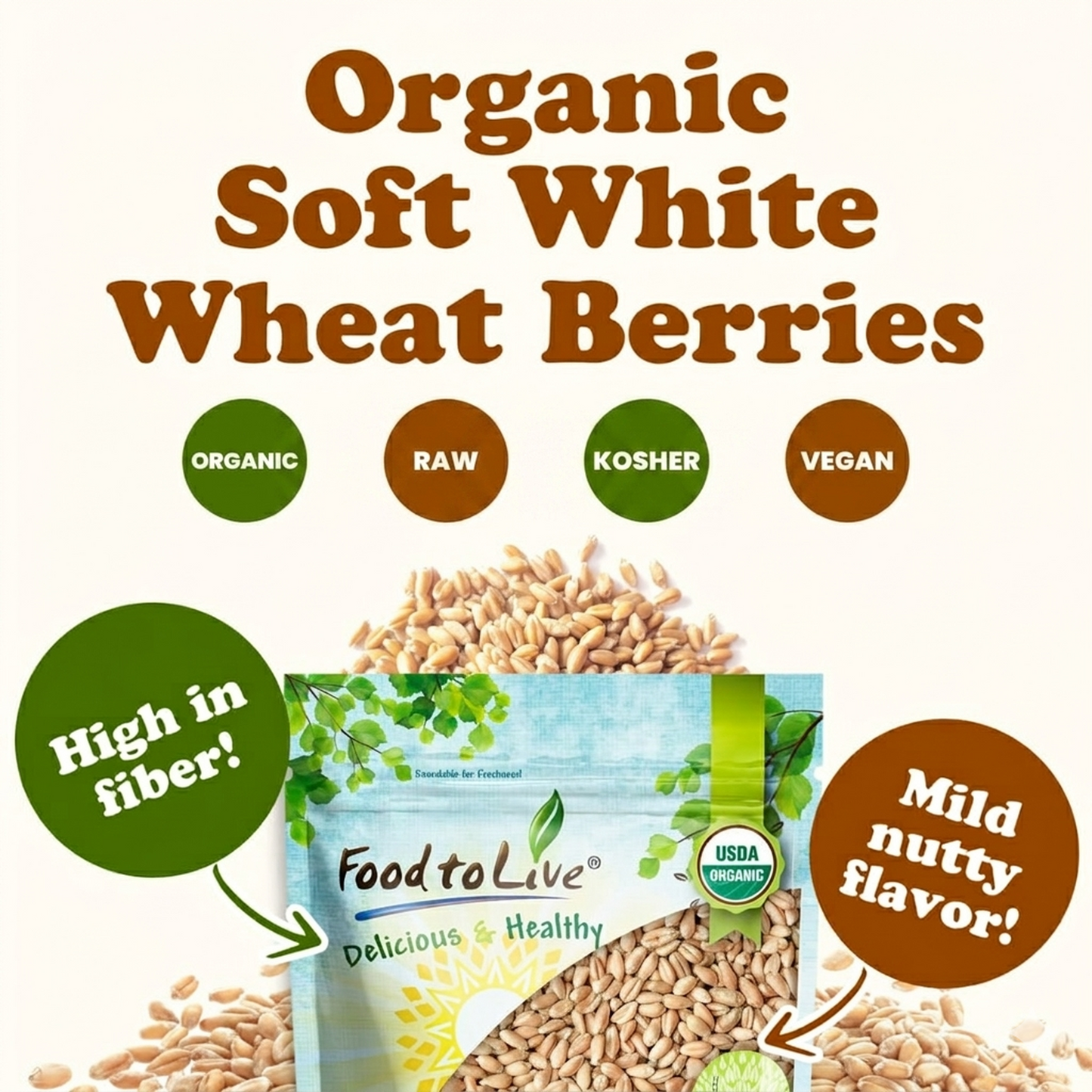 Organic Soft White Wheat Berries - by Food To Live