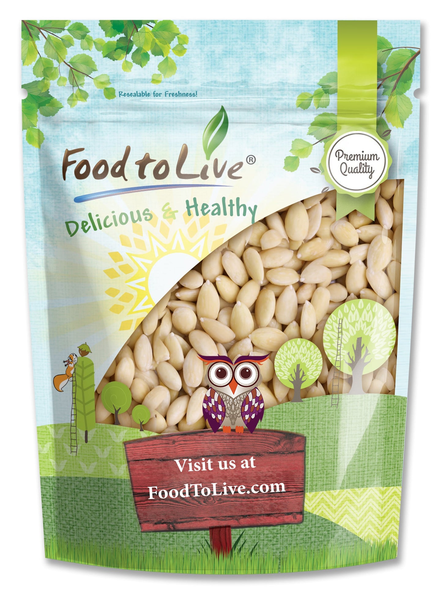 Blanched Almonds — Whole, Non-GMO Verified, Kosher, Raw, Vegan - by Food to Live