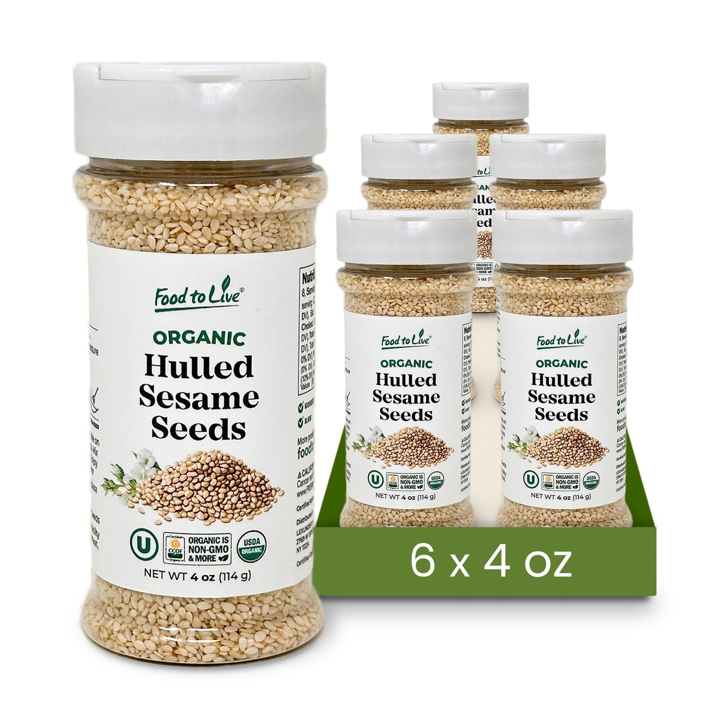 Organic Hulled Sesame Seeds – Raw in Resealable Jar, Non-GMO, Vegan, Kosher