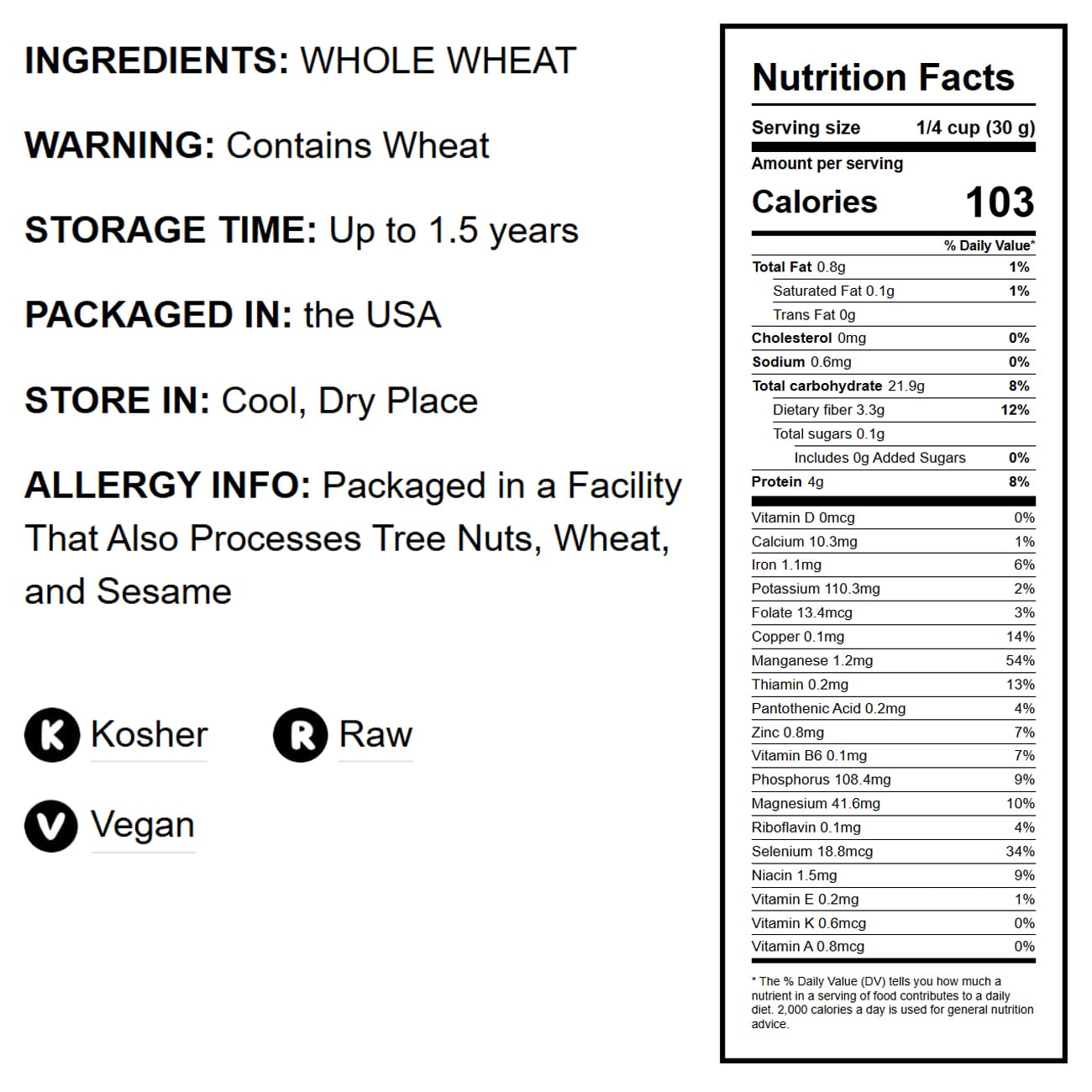 Whole Wheat Flour— Non-GMO Verified, All-Purpose, Stone Ground, Milled from Whole Grains, Unbleached, Vegan, Kosher, Bulk, Great for Bread, Cooking, Baking