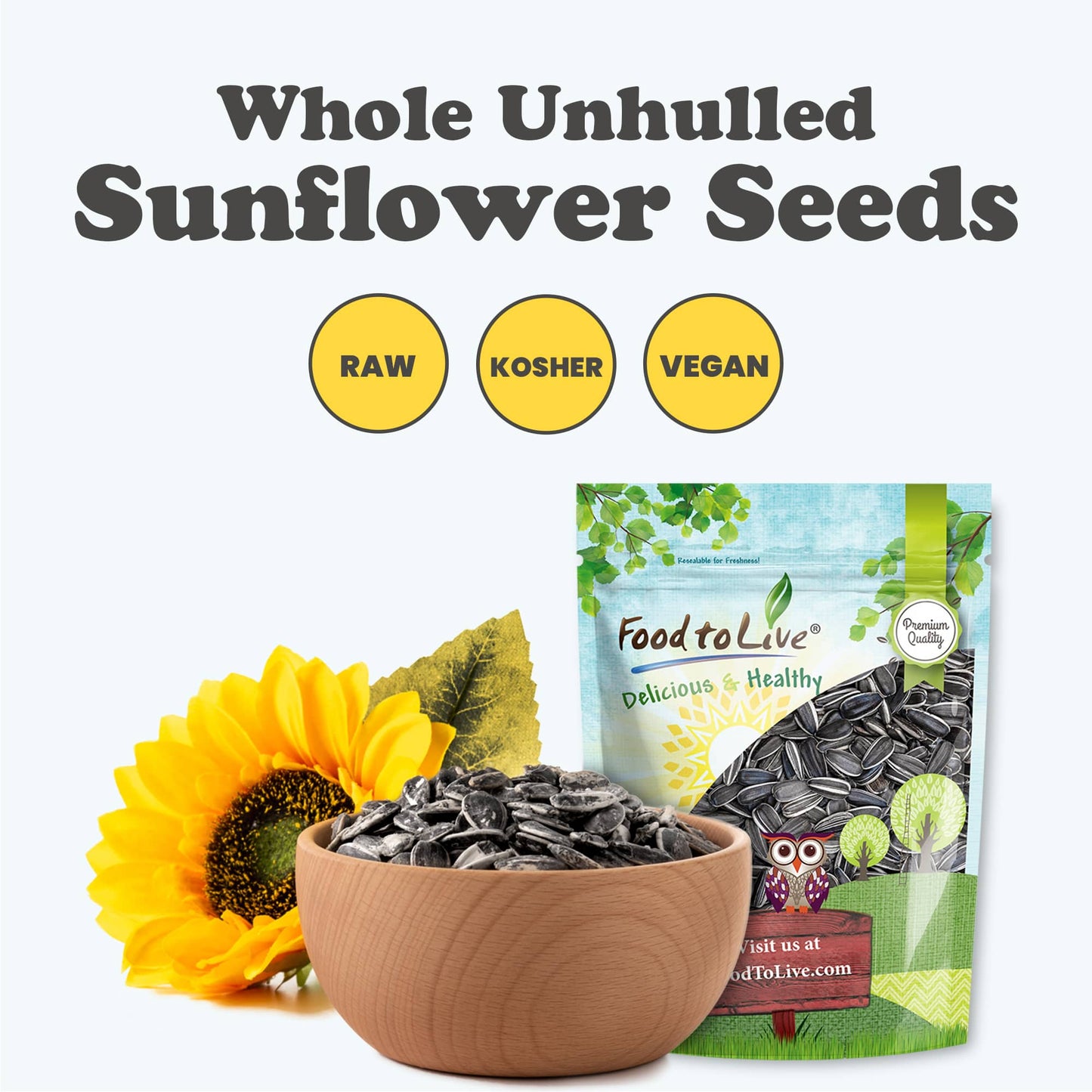 Raw Sunflower Seeds in Shell – Fresh, Crunchy and Nutty Snack for on-the-go, Preservative-free, Great Source of Protein, Fiber, Essential Minerals & Vitamins. Whole Unhulled Seeds in Bulk