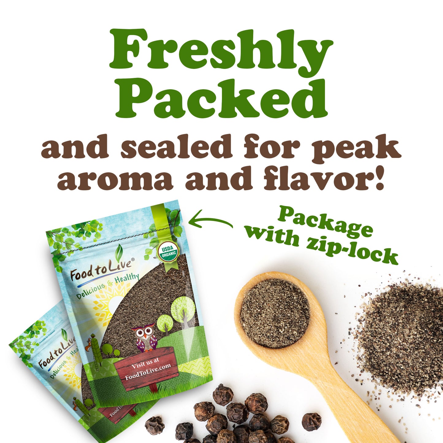 Organic Ground Black Pepper - by Food to Live