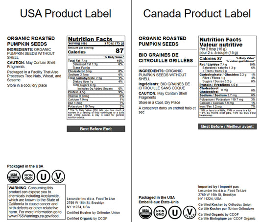 Organic Dry Roasted Pumpkin Seed Kernels - by Food To Live