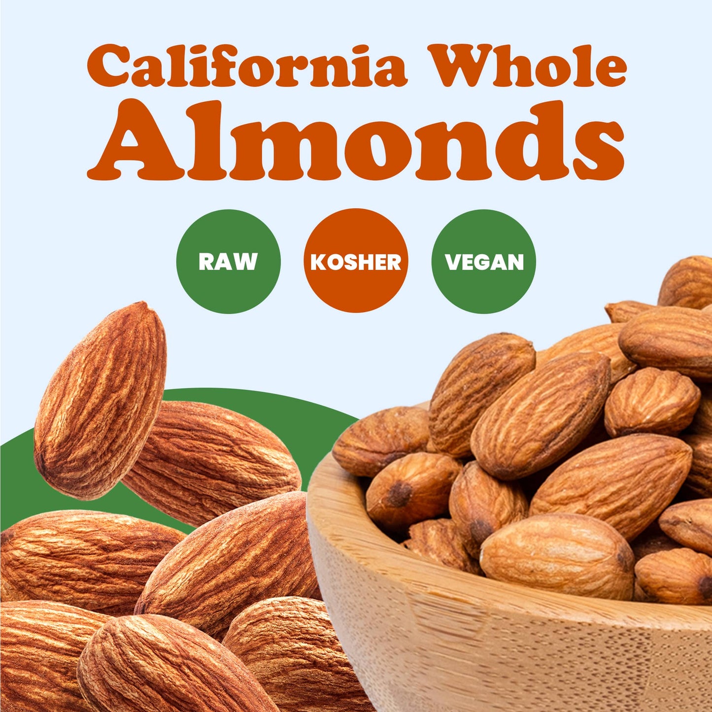 California Almonds — Supreme, Whole, Raw, Unsalted, Unroasted Nuts, Natural. Kosher, Vegan. Keto, Paleo, Low Sodium, Bulk. Great for Making Milk, Butter and Flour.