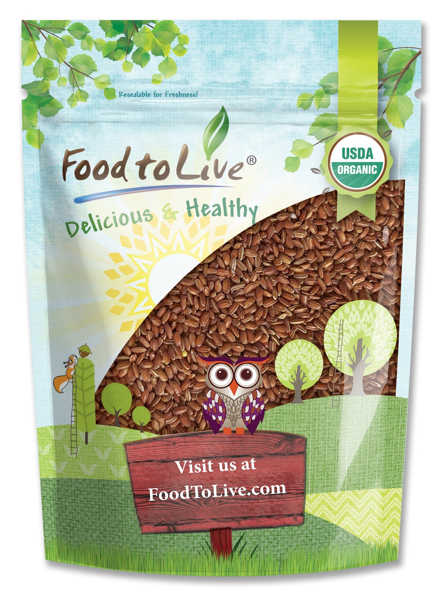 Organic Red Rice - Non-GMO, Raw, Vegan, Bulk - by Food to Live