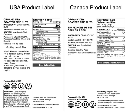 Organic Dry Roasted Pine Nuts - by Food to Live