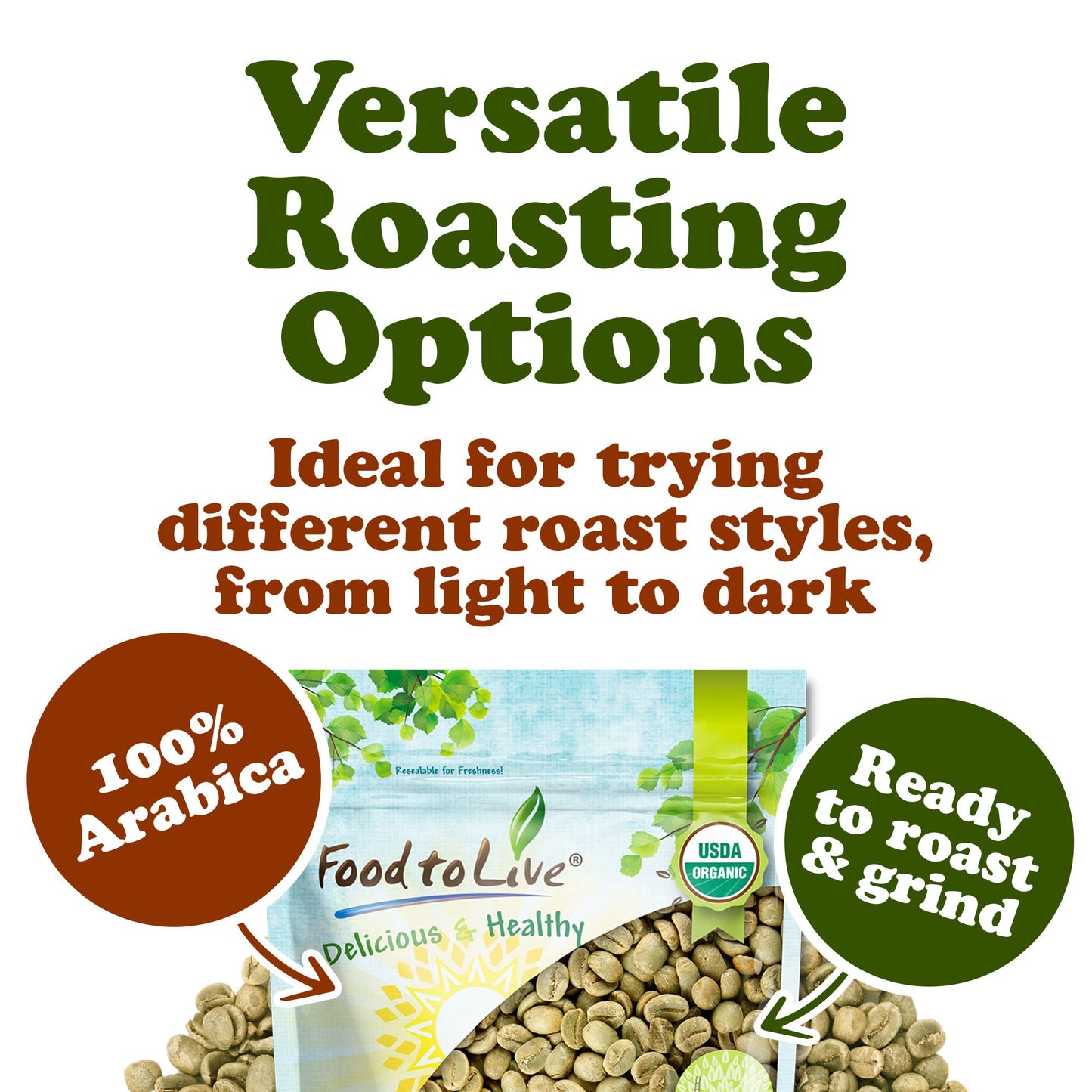 Organic Colombian Huila Arabica Green Coffee Beans - by Food to Live