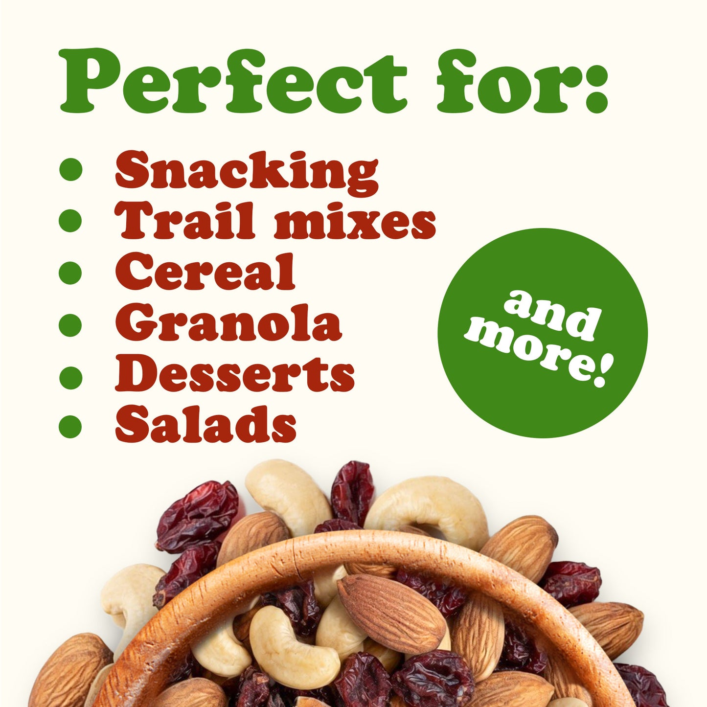 Almond Cashew and Cranberry Snack Mix - Kosher, Vegan, Bulk - by Food to Live