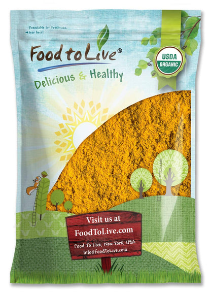 Organic Turmeric Powder — Rich in Curcumin, Non-GMO, Ground Turmeric Root, Raw, Kosher, Vegan, Sirtfood, Bulk - by Food to Live