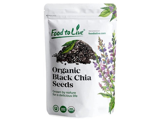 Organic Chia Seeds — Black, Vegan, Kosher, Non-GMO, Great for Smoothies, Sirtfood — by Food to Live