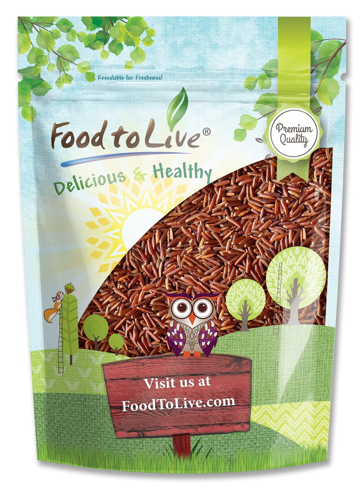 Red Rice - Whole Long-Grain Rice, Nutty Flavor, Soft Texture, Non-Sticky, Vegan, Bulk. Good Source of Protein and Antioxidants. Perfect for Pilafs, Salads, Stir-Fries, and Rice Bowls