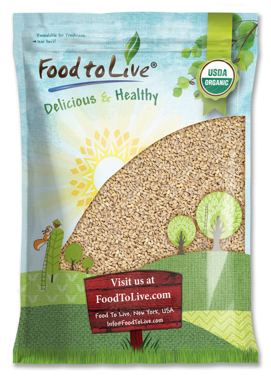 Organic Pearl Barley - Non-GMO, Kosher, Raw, Vegan - by Food to Live