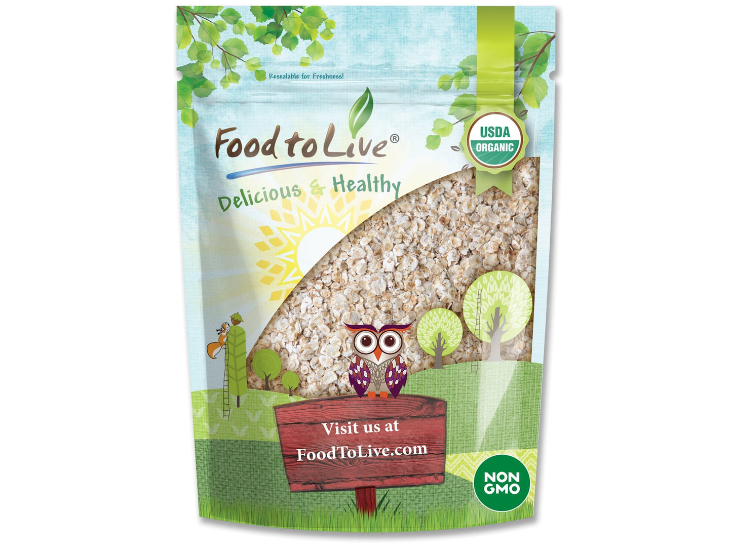 Organic Instant Rolled Oats – Ready in 1 Minute Non-GMO Whole Grain Oatmeal. Good Source of Fiber and Protein. Great Quick Cook and Overnight Oats for Nutritious Breakfast