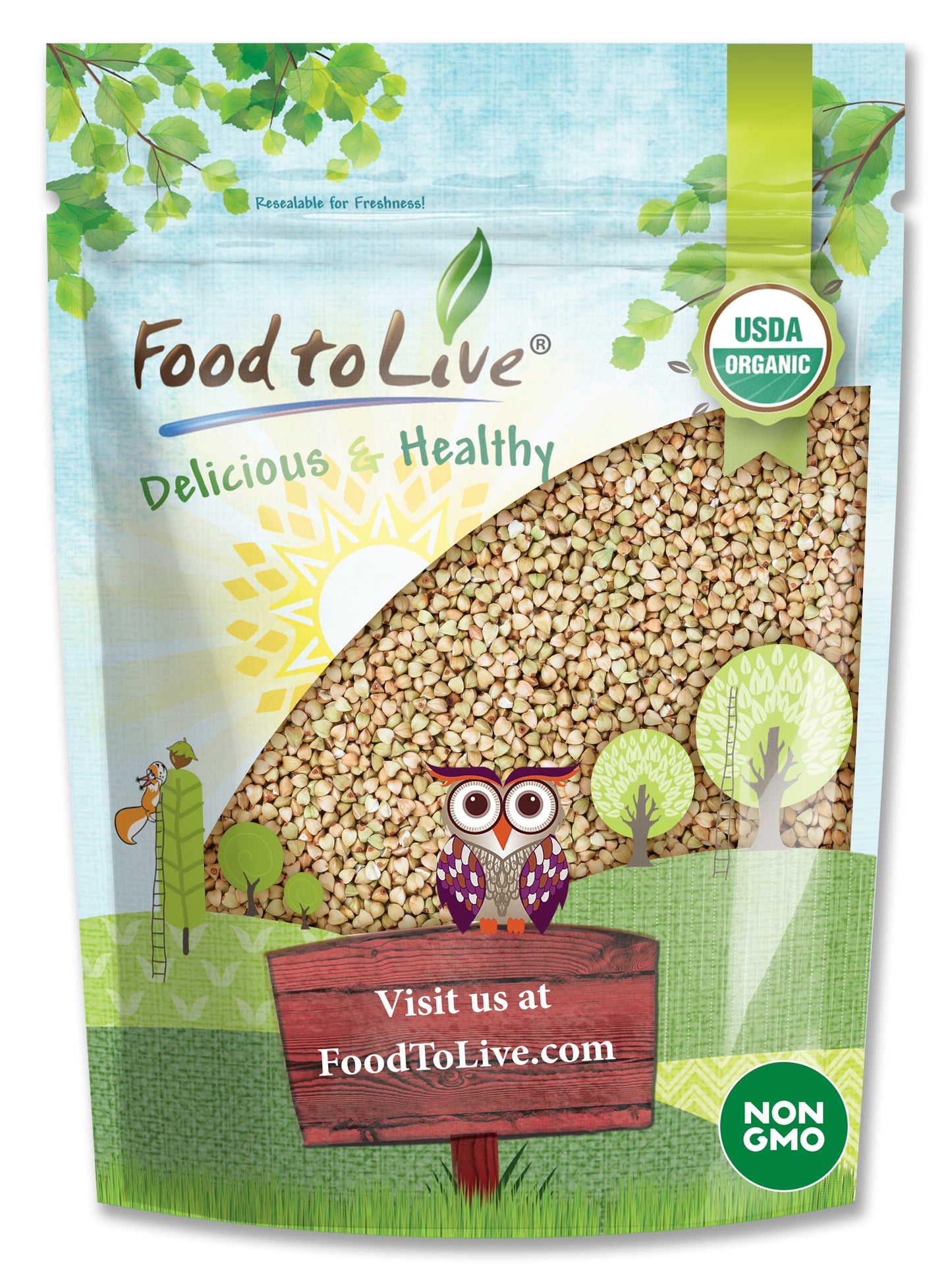 Gluten Free Organic Hulled Raw Buckwheat Groats — Hulled Raw Non-GMO Whole Grain. Quick-Cooking.