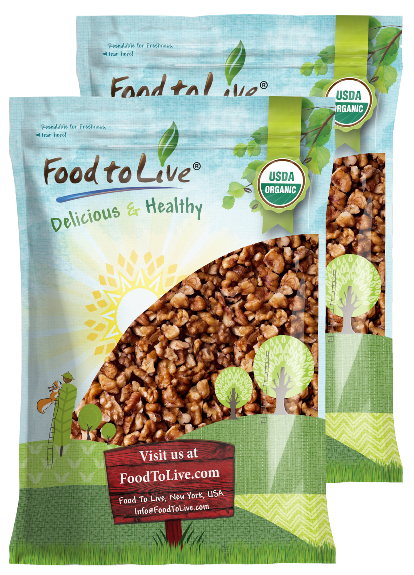 Organic Walnuts, Halves and Pieces, Roasted - by Food to Live