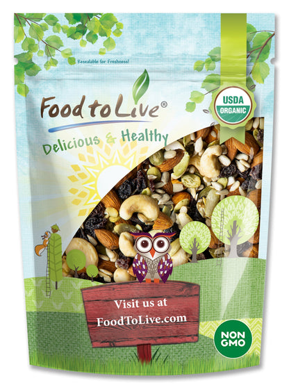 Organic Raw Seeds, Nuts and Raisins Mix - by Food To Live