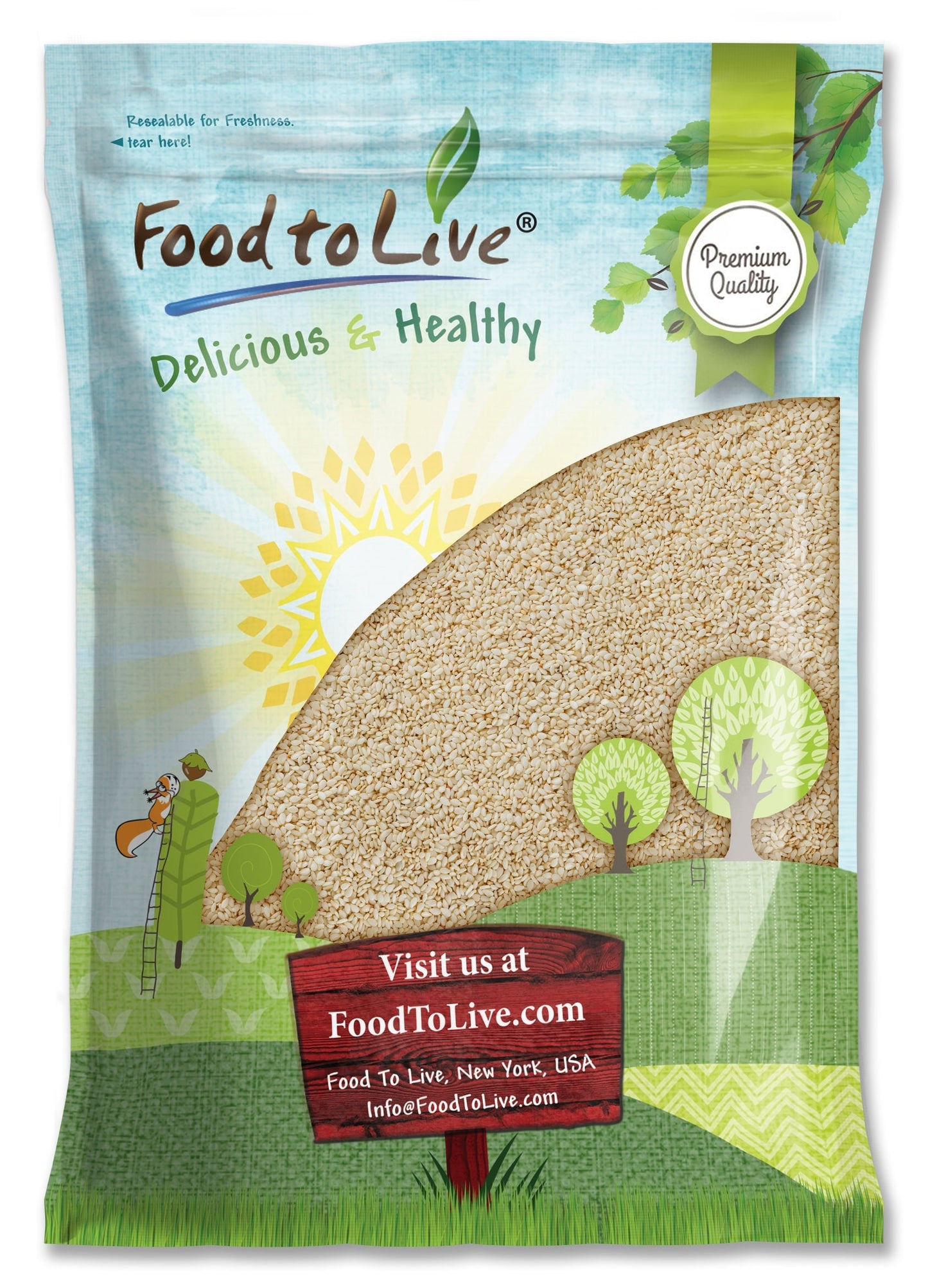 Hulled Sesame Seeds — Non-GMO Verified, Whole Raw White Sesame Seeds, Kosher and Vegan, Unroasted, Bulk. High in Magnesium, Iron, and Calcium. Perfect for Tahini Paste, for Sprinkling Baked Goods